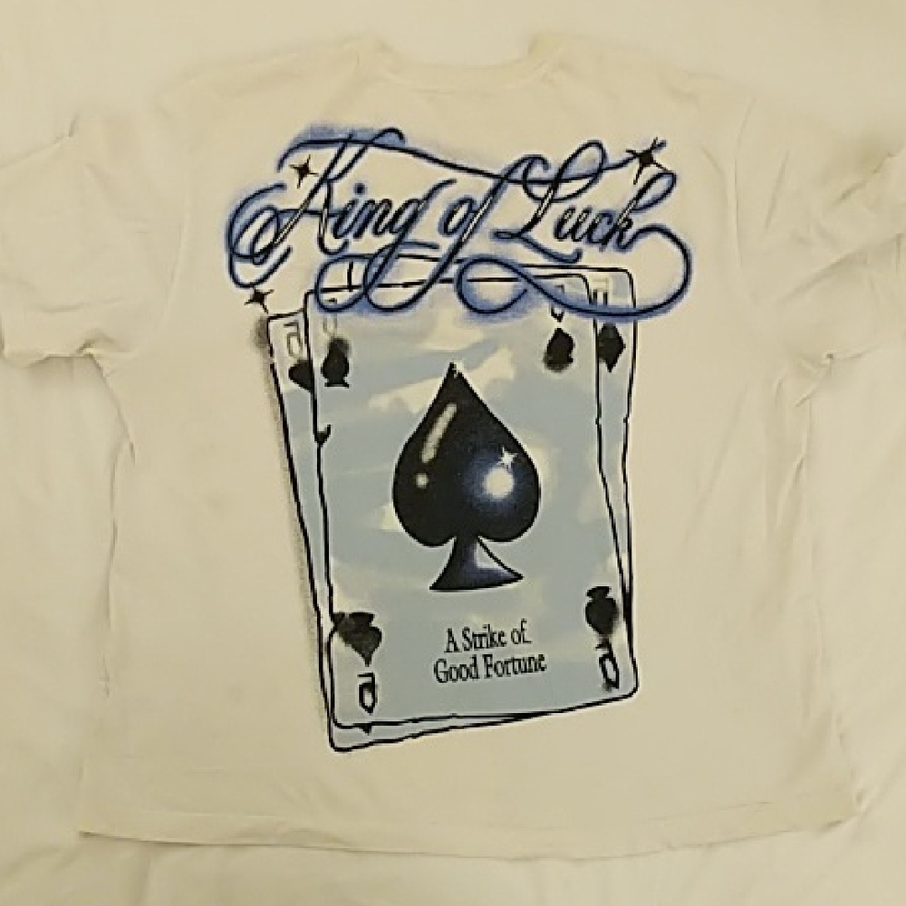 Bershka White and Blue Graphic Tee